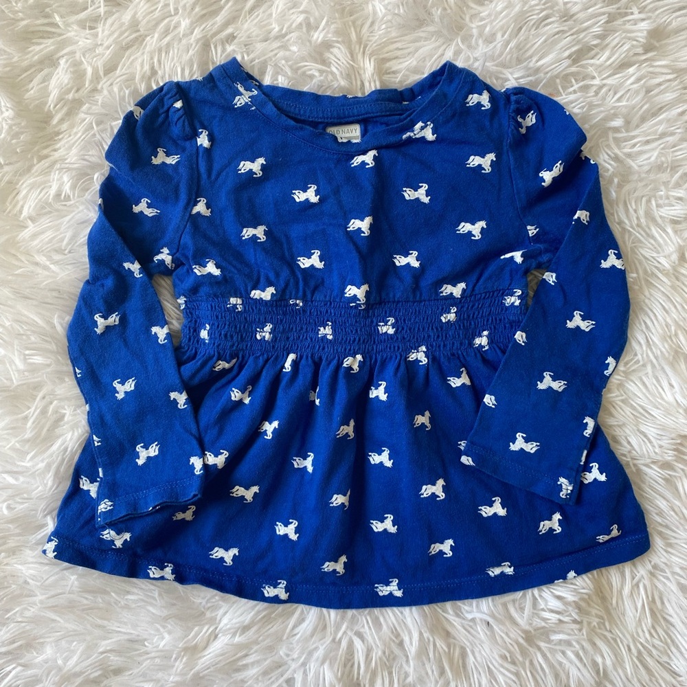 Blue Kids Shirt with White Patterns